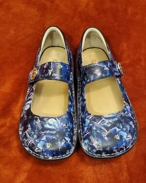 Alegria Blue Floral Mary Jane Flats